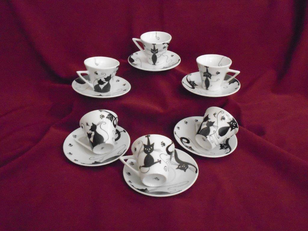 macskás eszpresszós szett