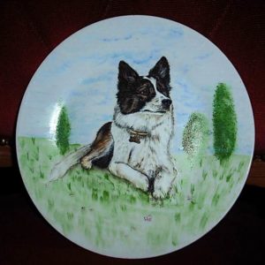 kutya portré tányérra