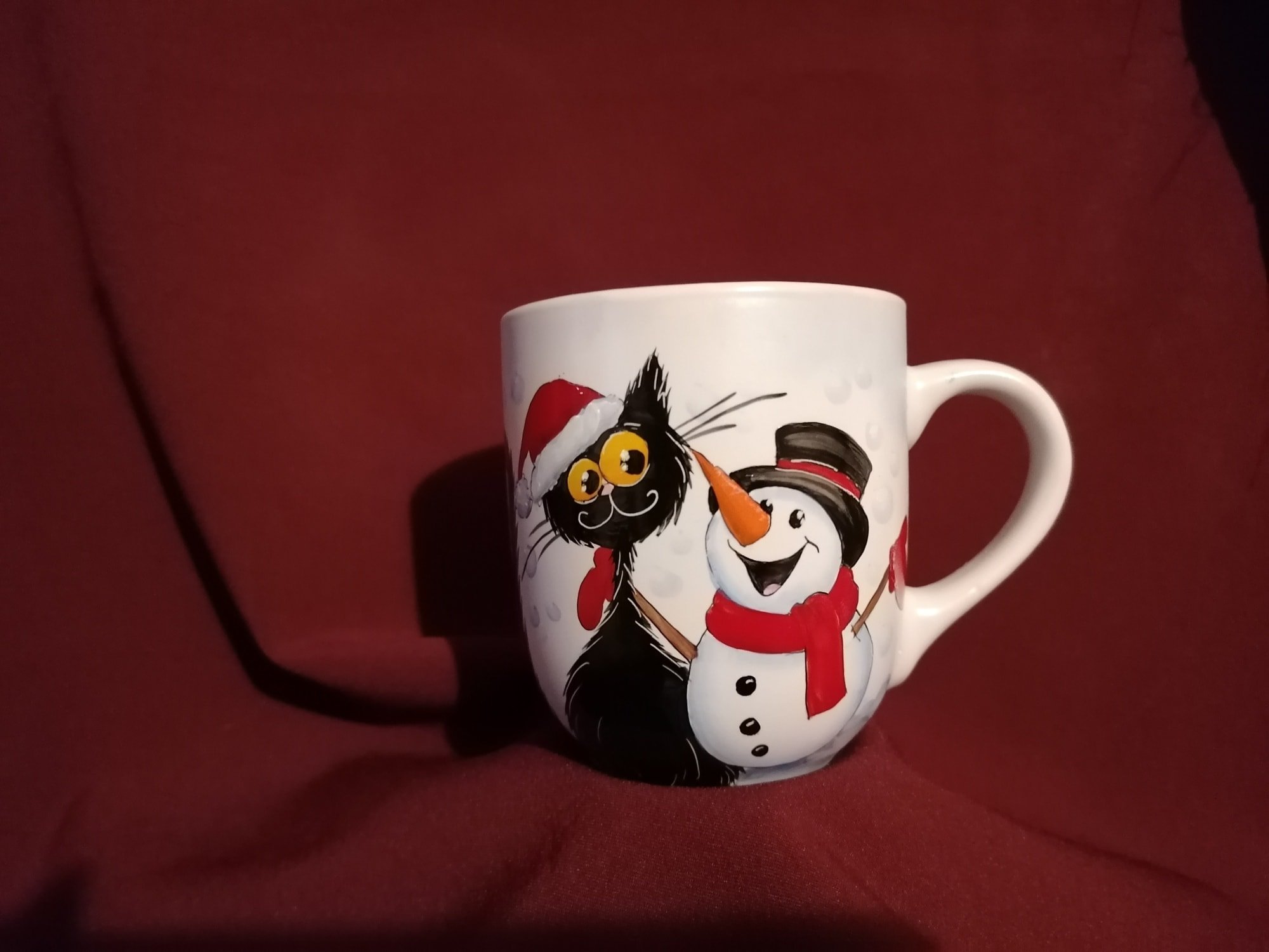 Cicás bögre kézzel festett porcelán