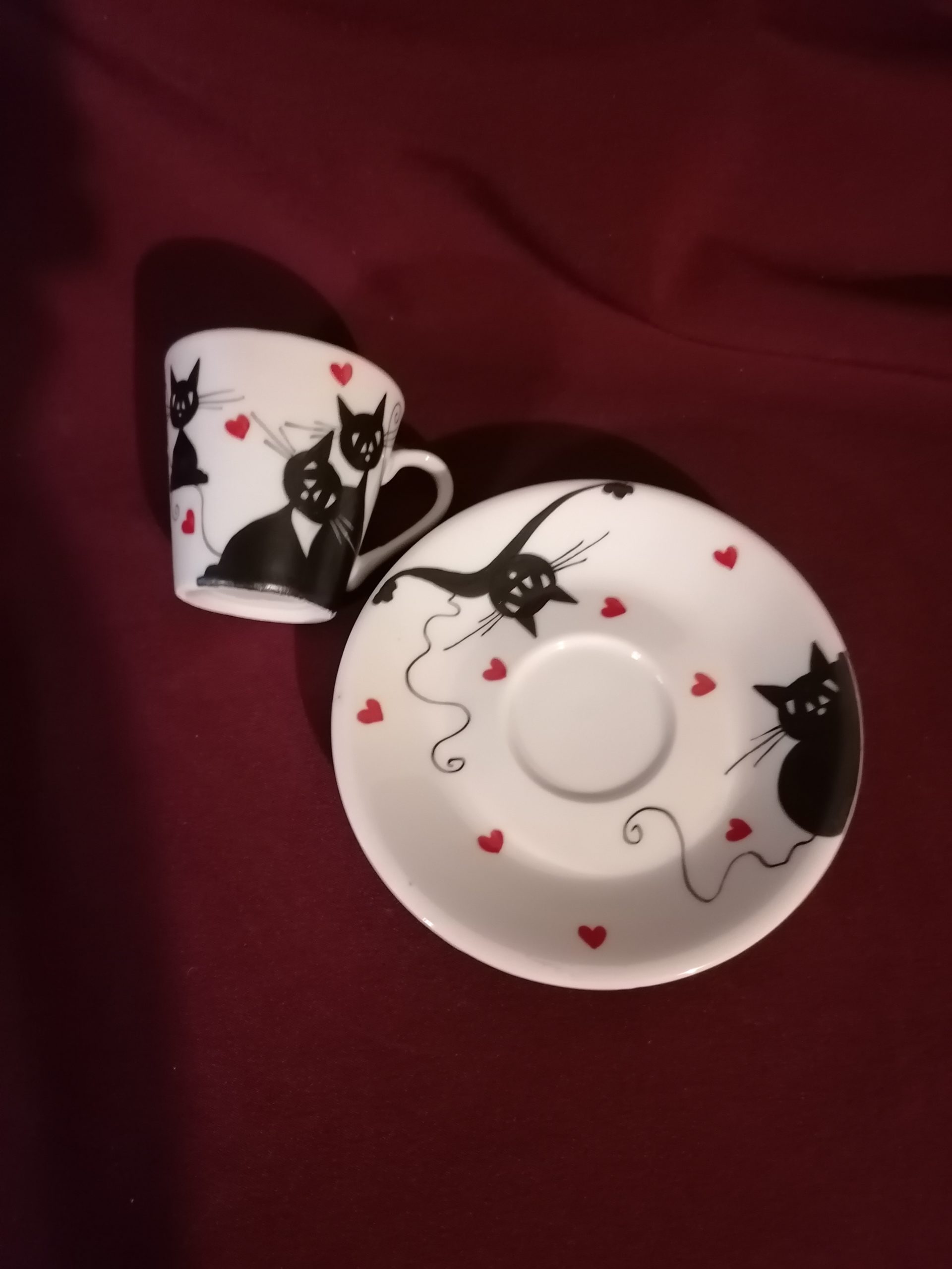 Macskás porcelán mokkás szett, 1 dl-es - Image 4