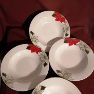 karácsonyi mikulásvirágos tányér szett